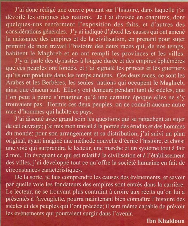 Prolégomènes d'Ibn Khaldoun (A sa philosophie de l'histoire)- مقدمة ابن خلدون-1689