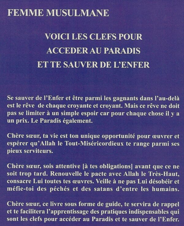 Femme musulmane voici les clés pour accéder au paradis et te sauver de lenfer 1490 MAISON DENNOUR Femme musulmane voici les clés pour accéder au paradis et te sauver de lenfer