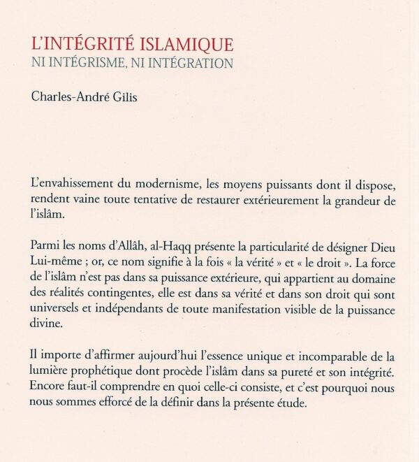 Lintégrité islamique ni intégrisme ni intégration 1786 MAISON DENNOUR Lintégrité islamique ni intégrisme ni intégration