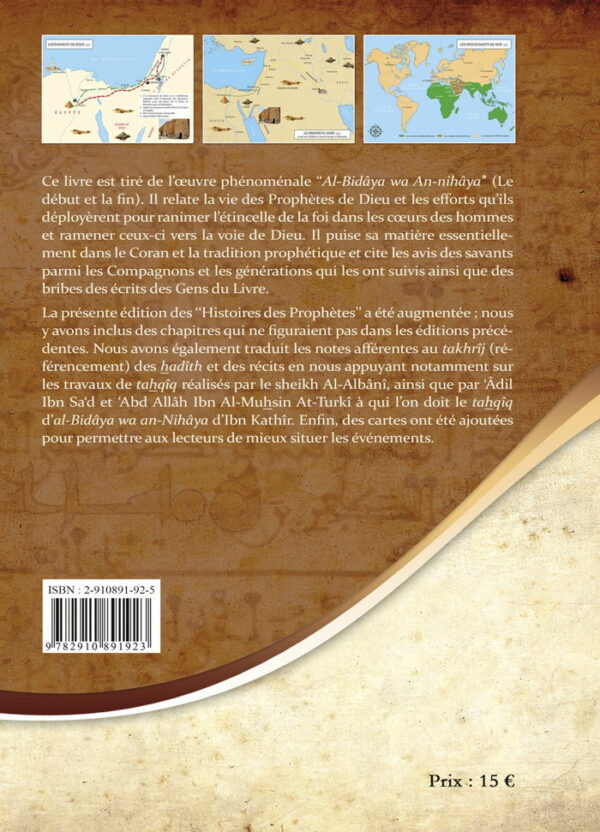 Les Histoires des prophètes Nouvelle édition augmentée avec cartes 8979 MAISON DENNOUR Les Histoires des prophètes Nouvelle édition augmentée avec cartes